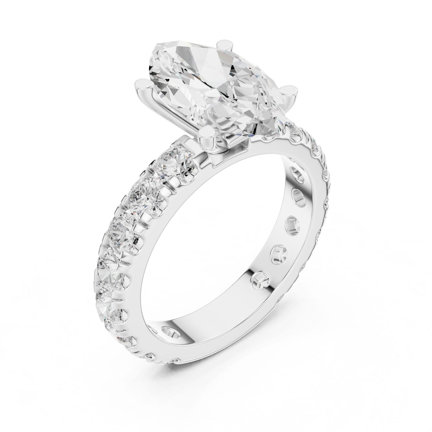 Marquise Lab Grown Diamond Pave Engagement Ring