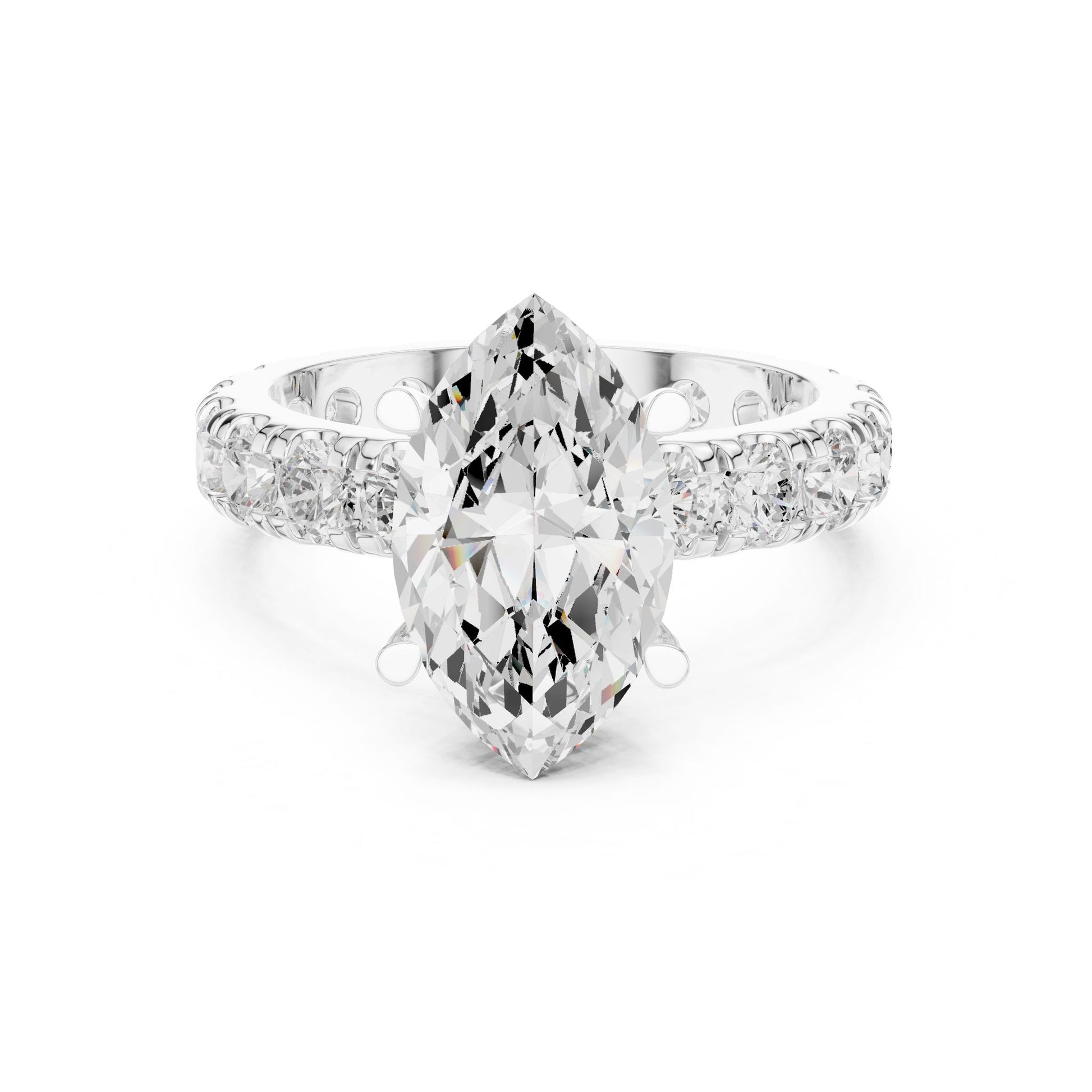 Marquise Lab Grown Diamond Pave Engagement Ring