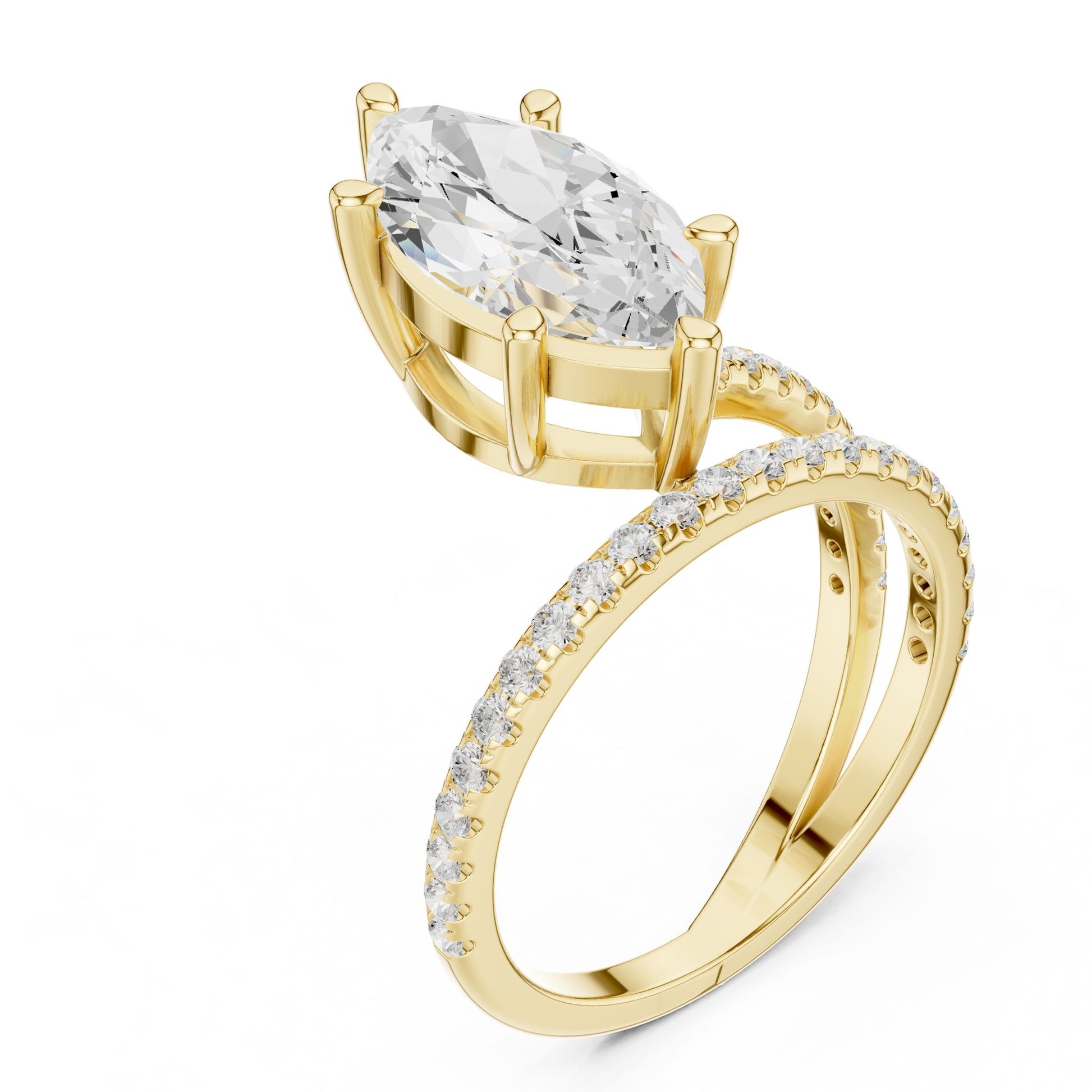 Marquise Lab Grown Diamond Pave Engagement Ring