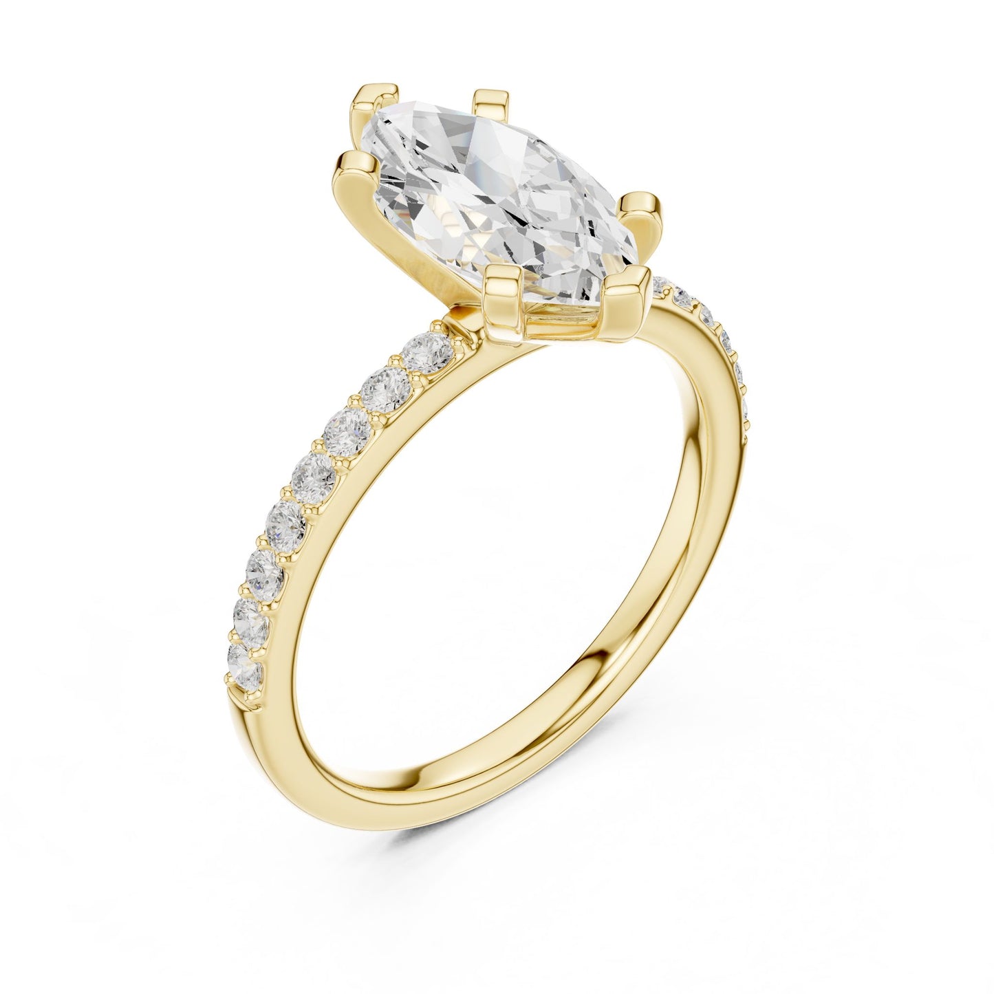 Marquise Lab Grown Diamond Pave Engagement Ring