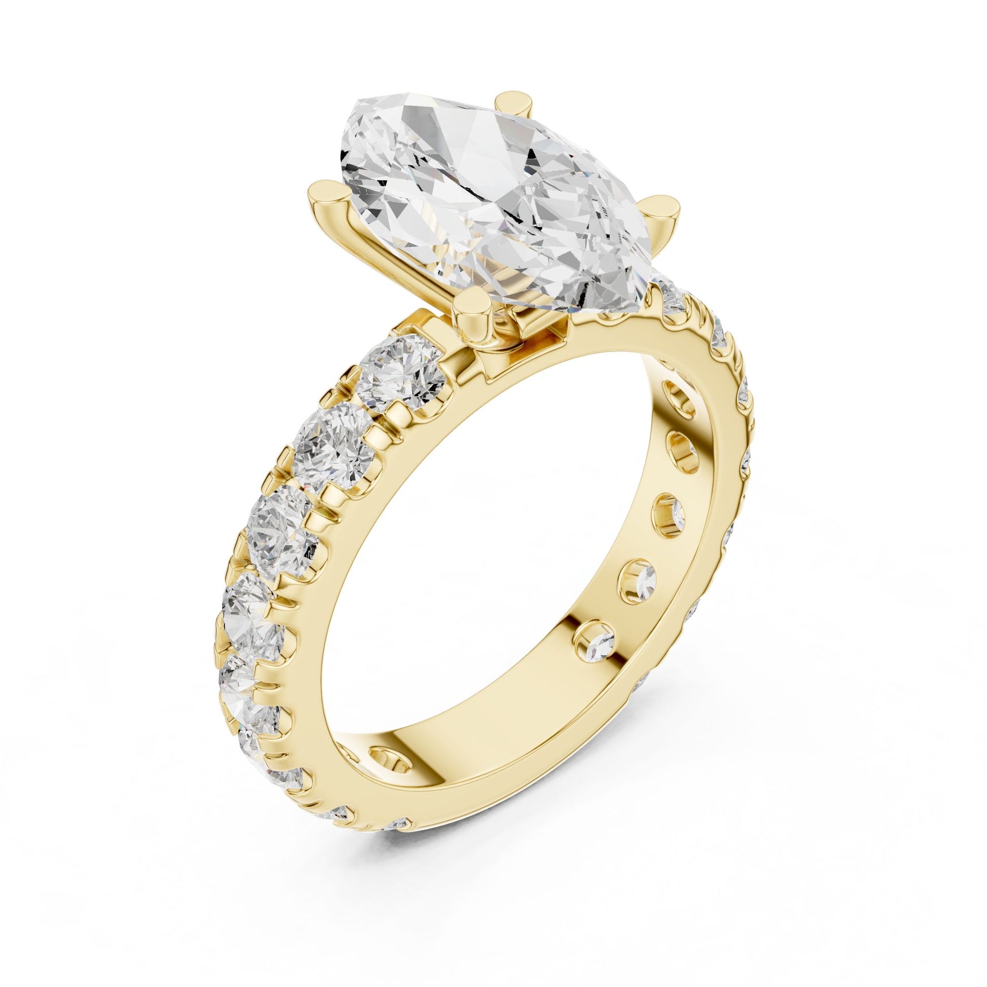 Marquise Lab Grown Diamond Pave Engagement Ring