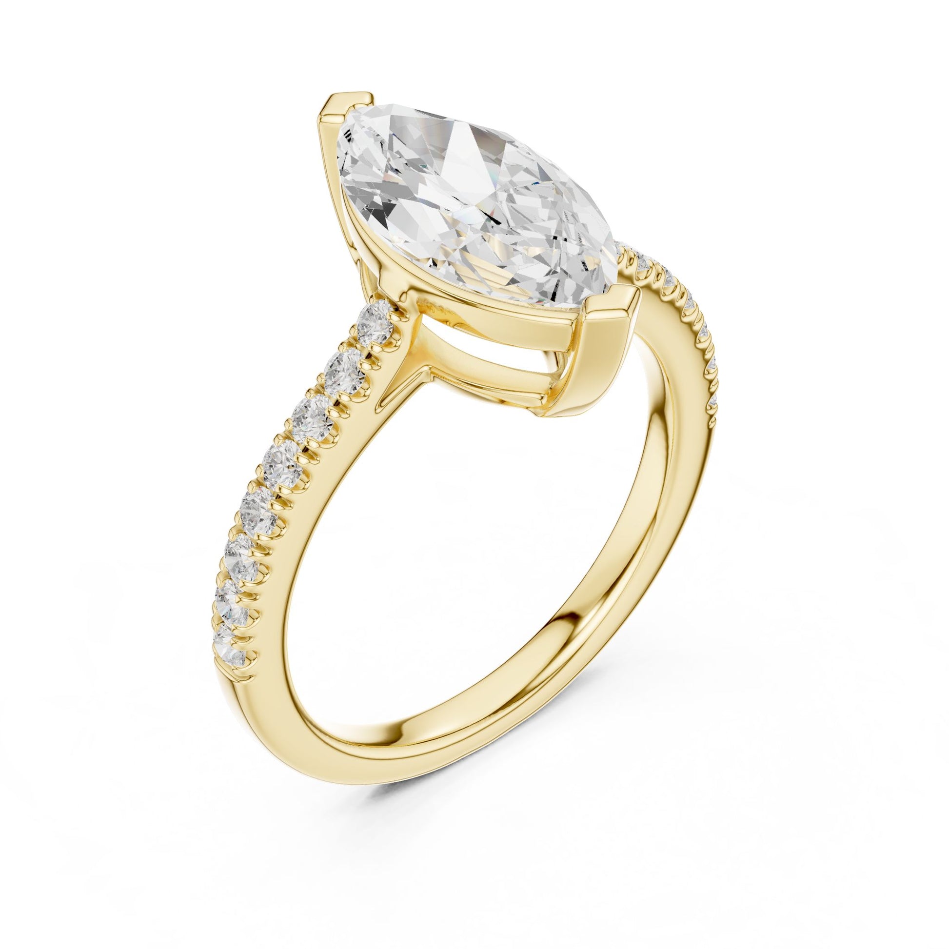 Marquise Lab Grown Diamond Pave Engagement Ring