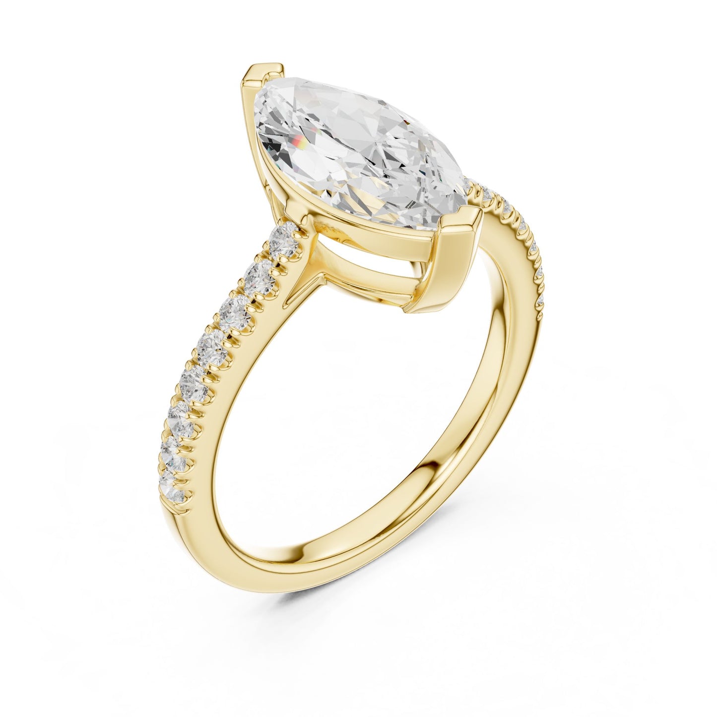 Marquise Lab Grown Diamond Pave Engagement Ring