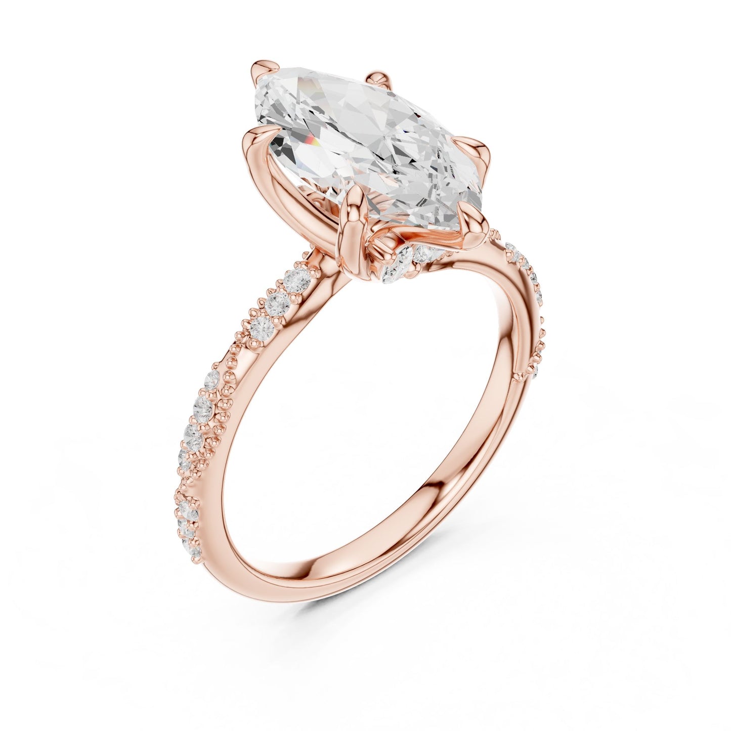 Marquise Lab Grown Diamond Pave Engagement Ring