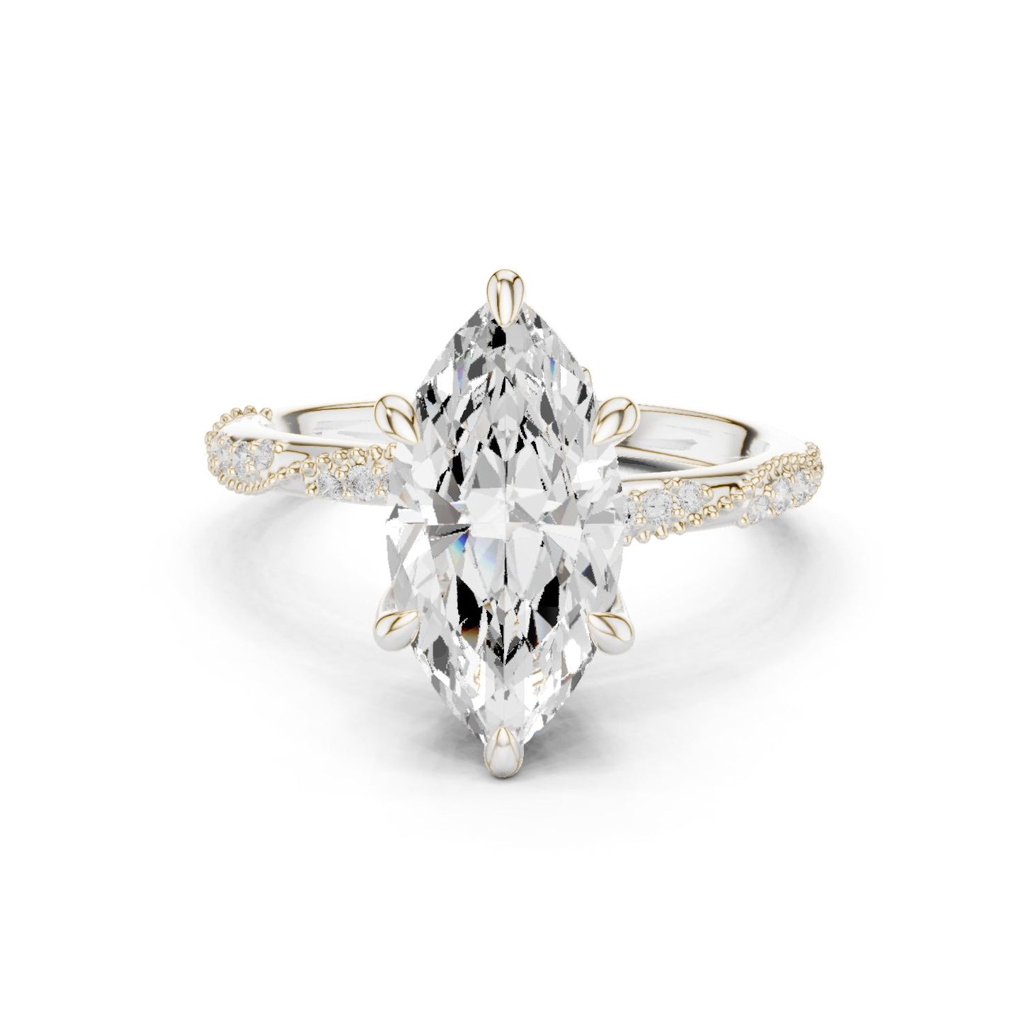 Marquise Lab Grown Diamond Pave Engagement Ring