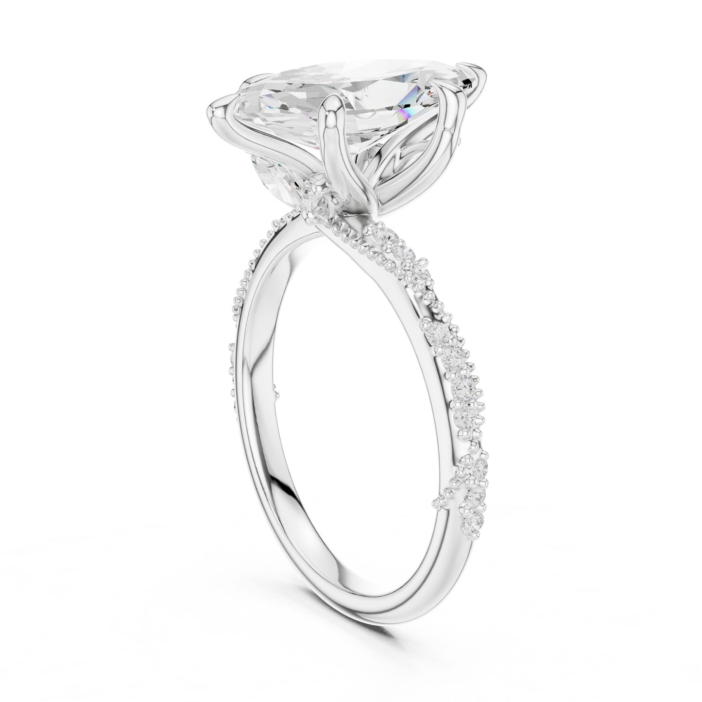 Marquise Lab Grown Diamond Pave Engagement Ring