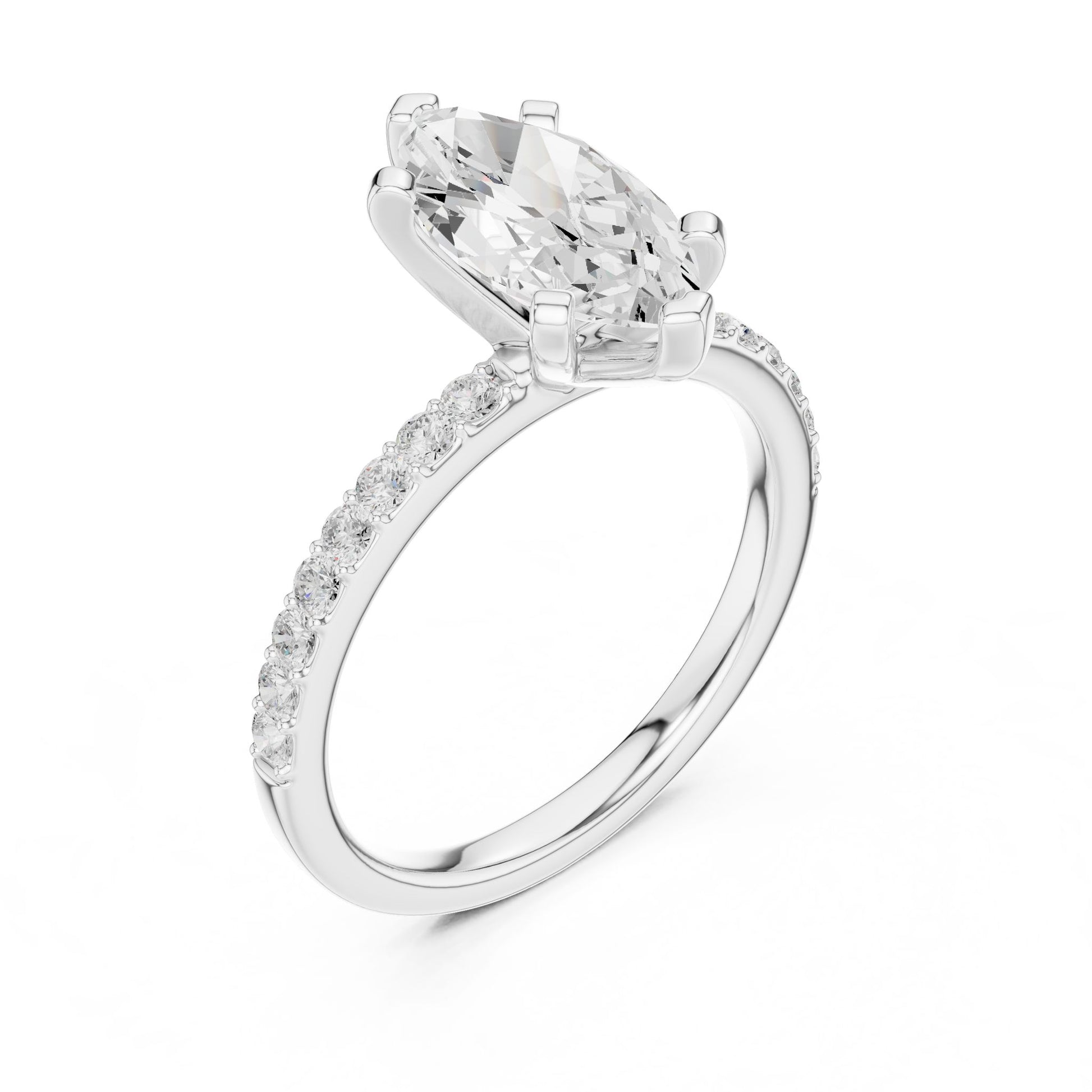 Marquise Lab Grown Diamond Pave Engagement Ring