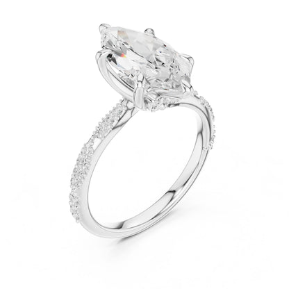 Marquise Lab Grown Diamond Pave Engagement Ring