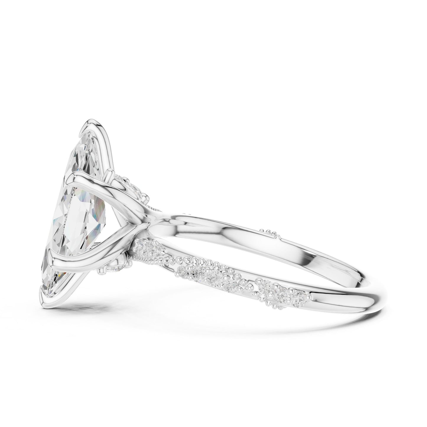Marquise Lab Grown Diamond Pave Engagement Ring