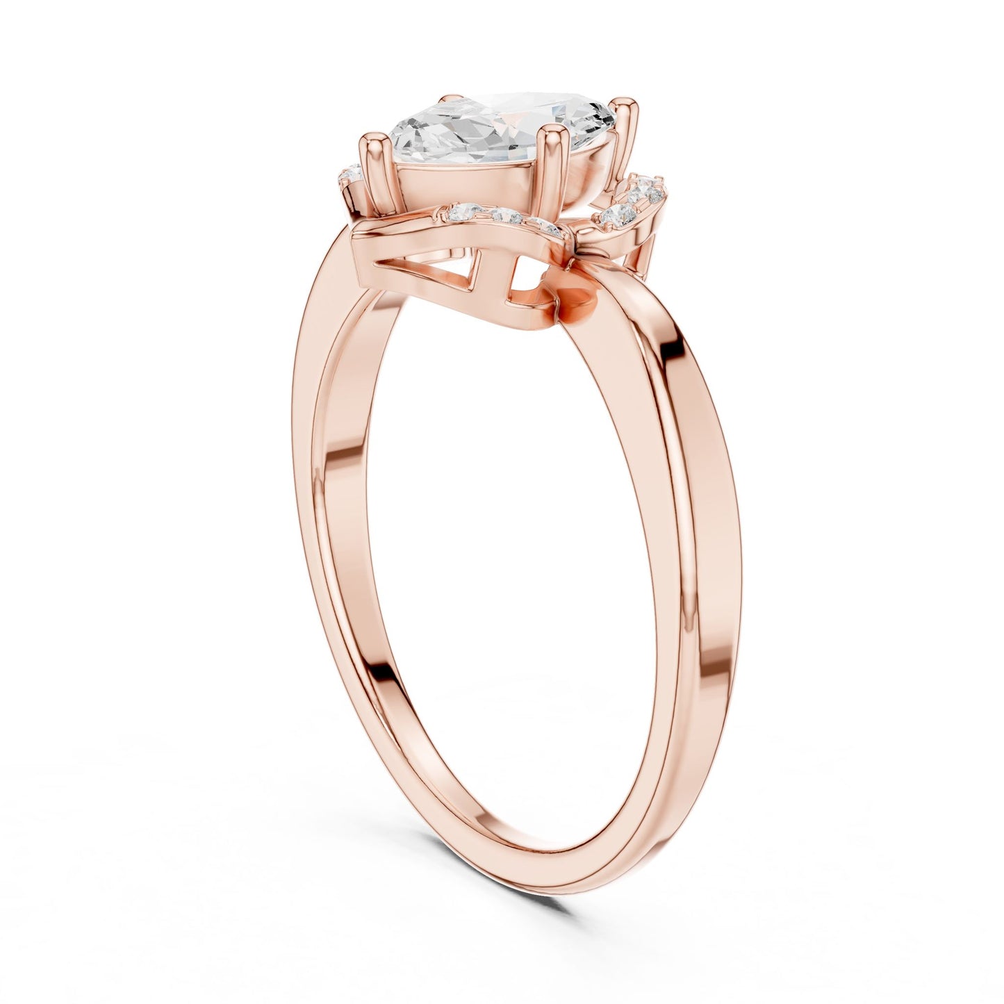 Marquise Lab Grown Diamond Side-Stone Engagement Ring