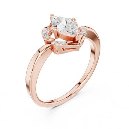 Marquise Lab Grown Diamond Side-Stone Engagement Ring
