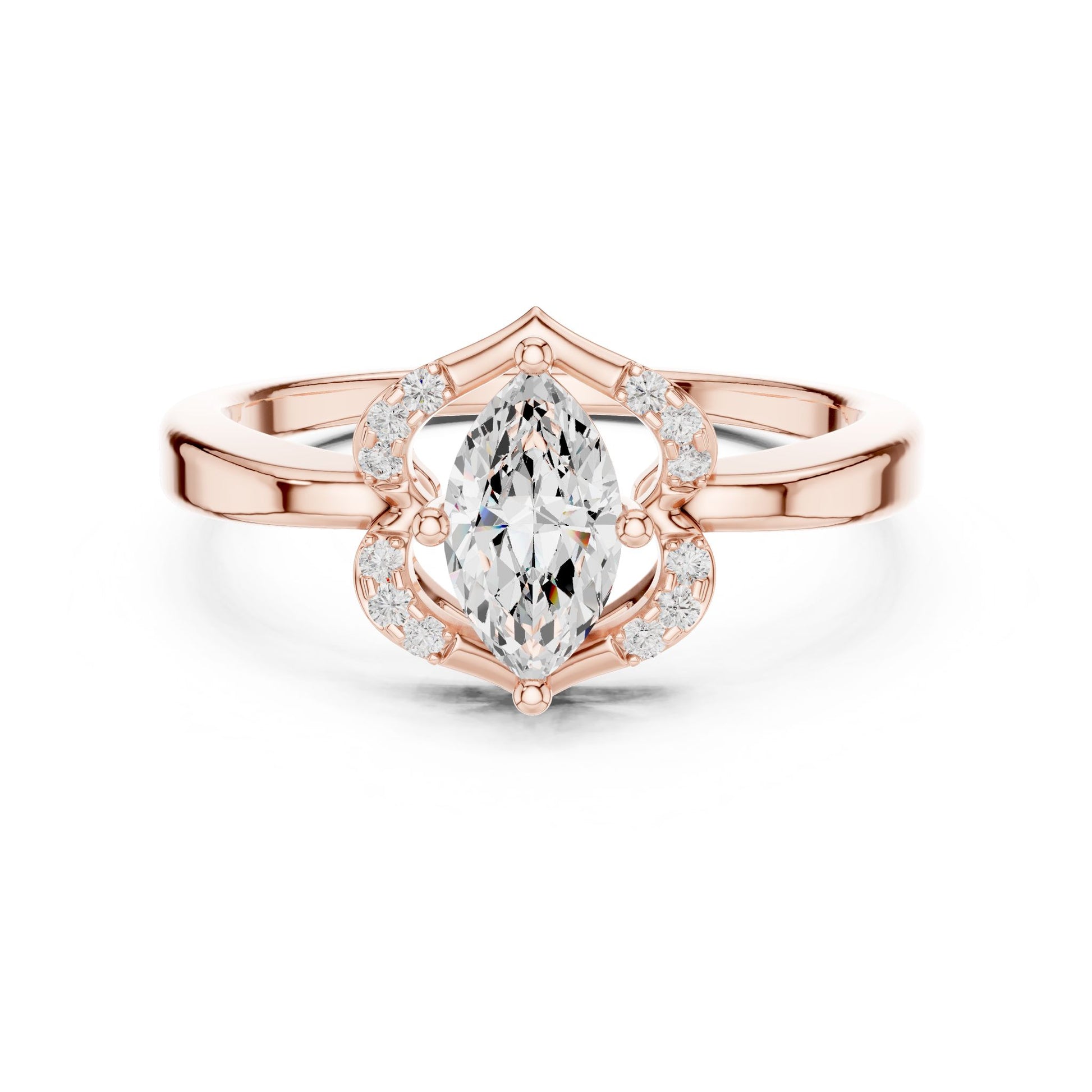 Marquise Lab Grown Diamond Side-Stone Engagement Ring