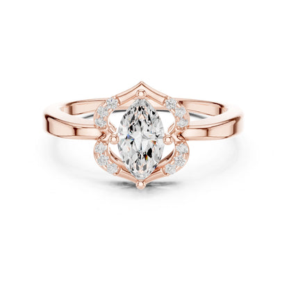 Marquise Lab Grown Diamond Side-Stone Engagement Ring