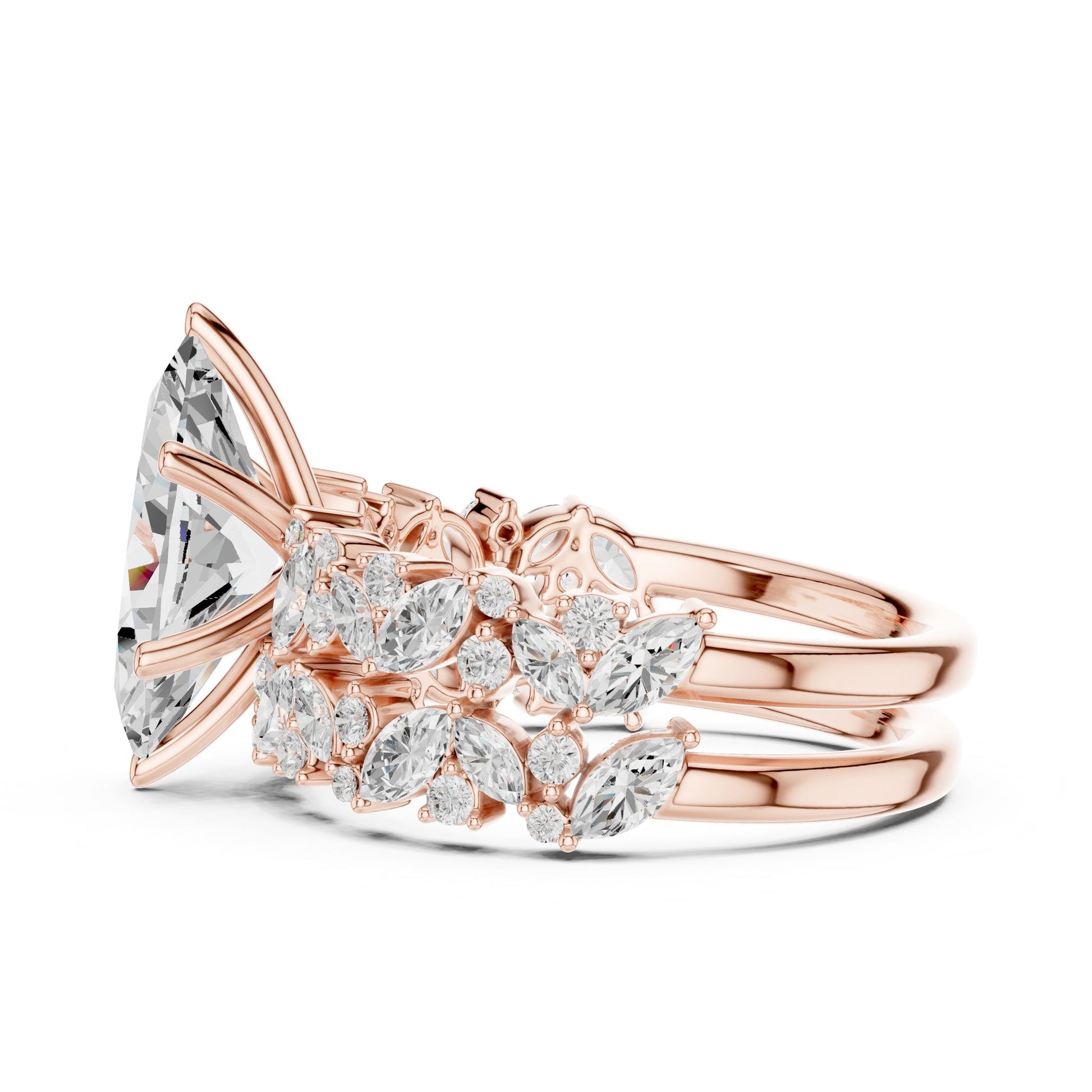 Marquise Lab Grown Diamond Side-Stone Engagement Ring