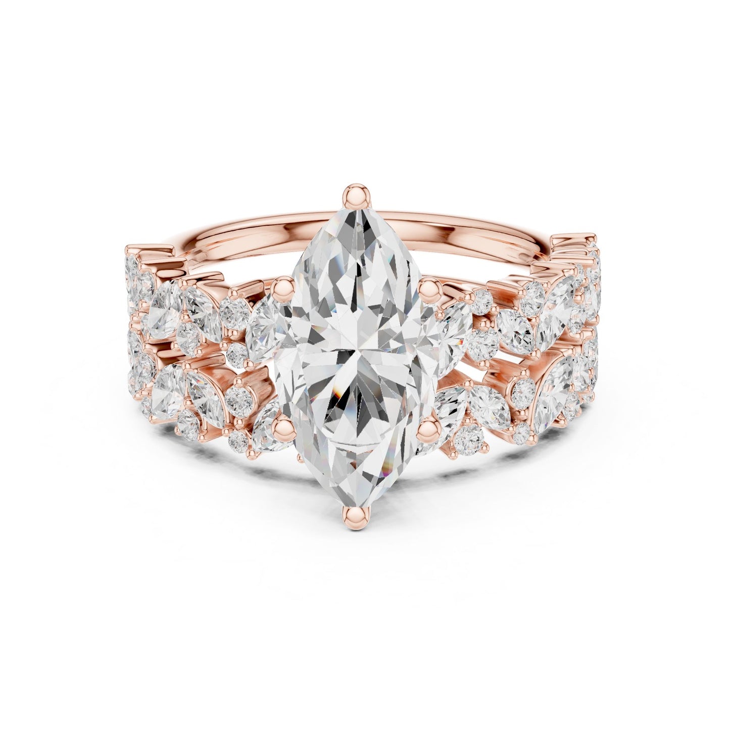 Marquise Lab Grown Diamond Side-Stone Engagement Ring
