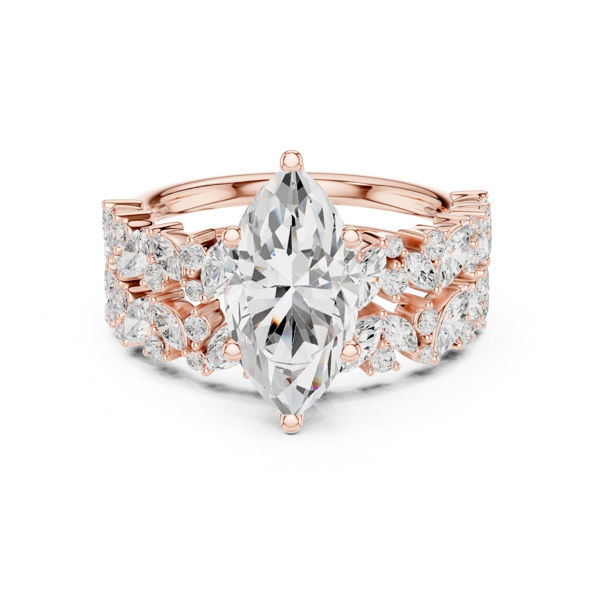 Marquise Lab Grown Diamond Side-Stone Engagement Ring