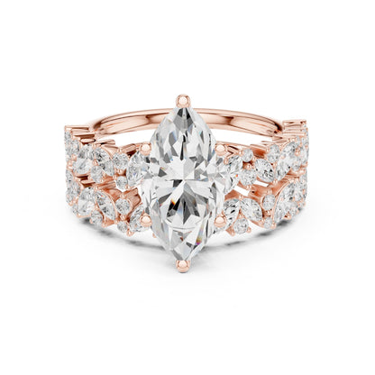 Marquise Lab Grown Diamond Side-Stone Engagement Ring