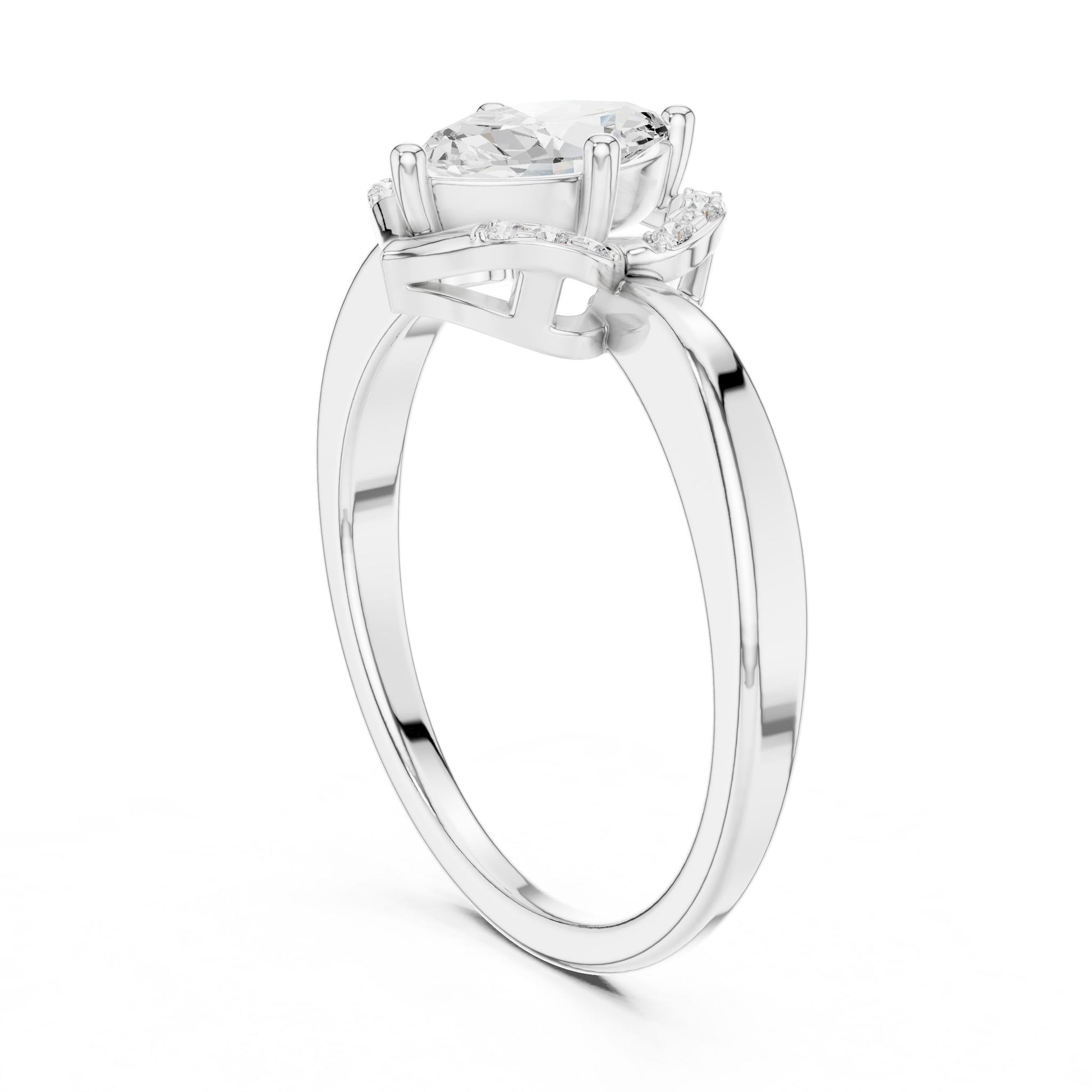 Marquise Lab Grown Diamond Side-Stone Engagement Ring