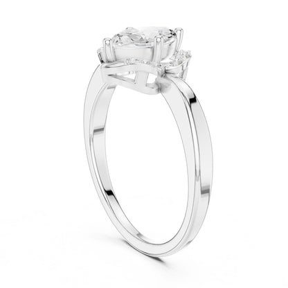 Marquise Lab Grown Diamond Side-Stone Engagement Ring