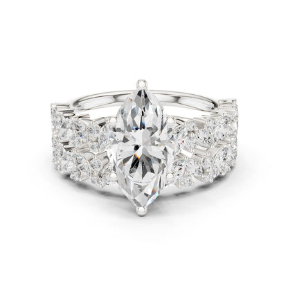 Marquise Lab Grown Diamond Side-Stone Engagement Ring