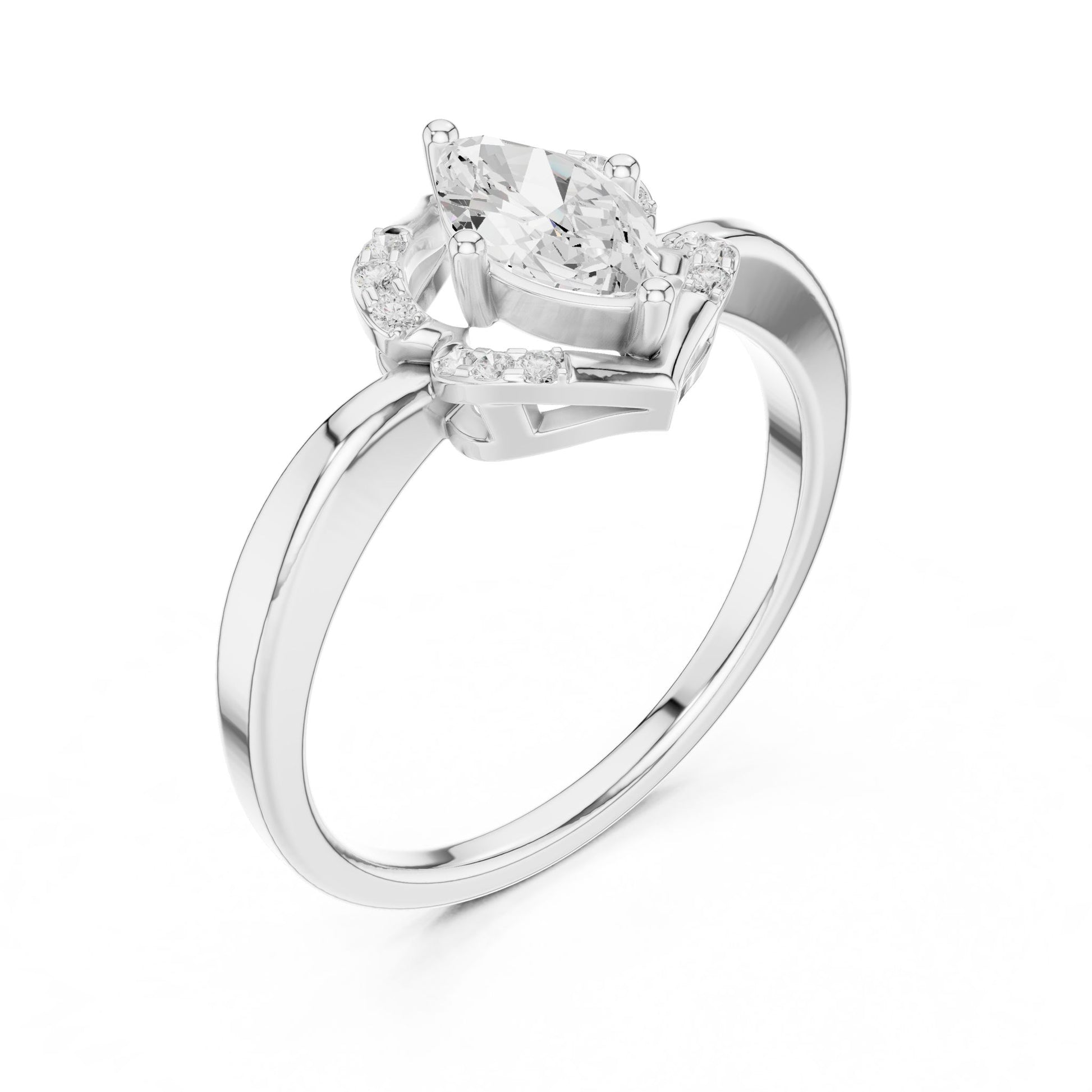 Marquise Lab Grown Diamond Side-Stone Engagement Ring