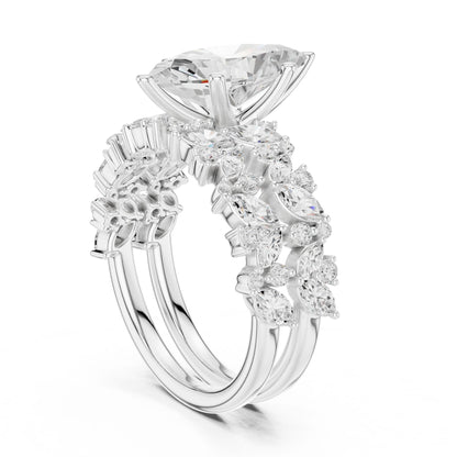 Marquise Lab Grown Diamond Side-Stone Engagement Ring