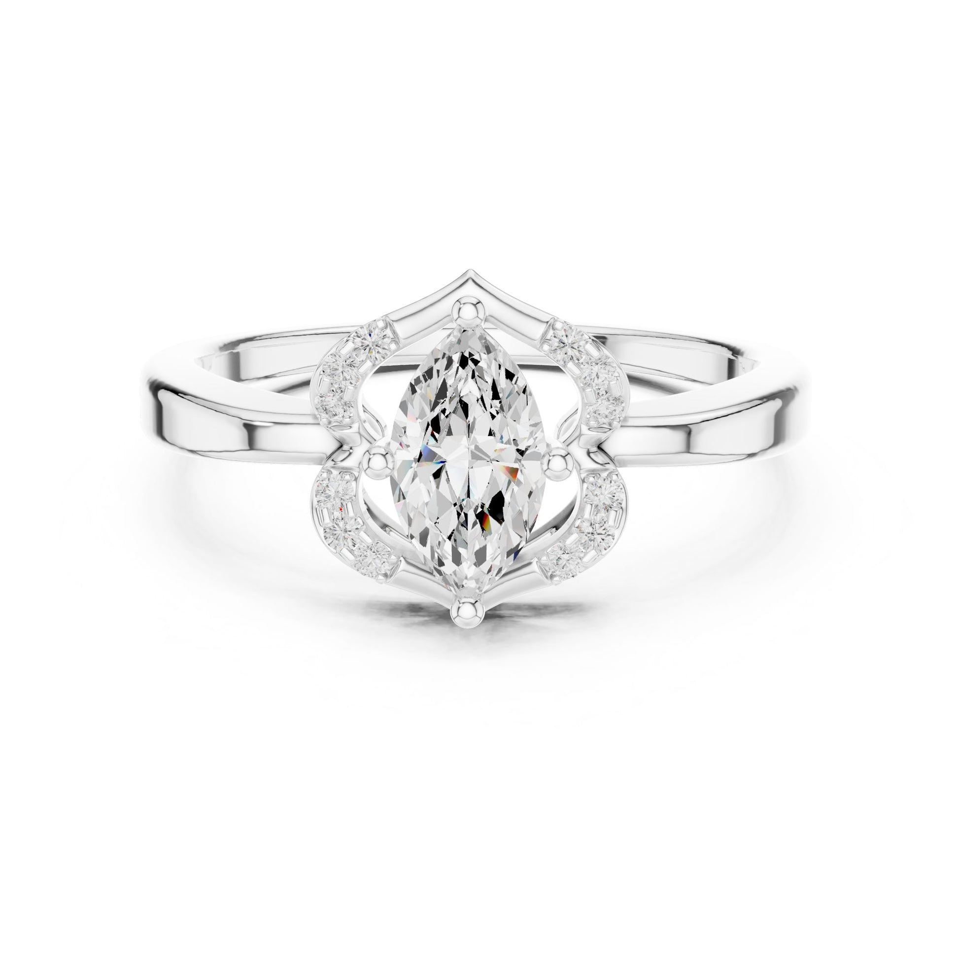 Marquise Lab Grown Diamond Side-Stone Engagement Ring