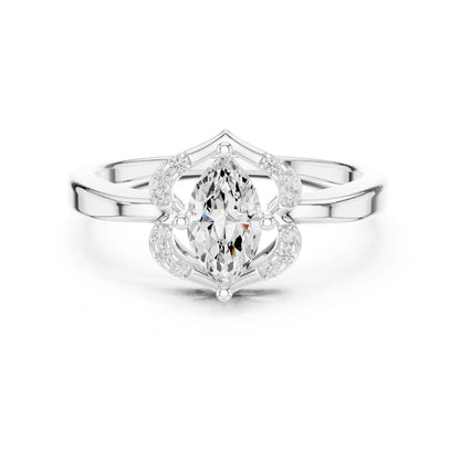 Marquise Lab Grown Diamond Side-Stone Engagement Ring