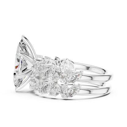 Marquise Lab Grown Diamond Side-Stone Engagement Ring