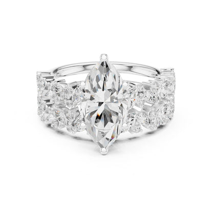 Marquise Lab Grown Diamond Side-Stone Engagement Ring