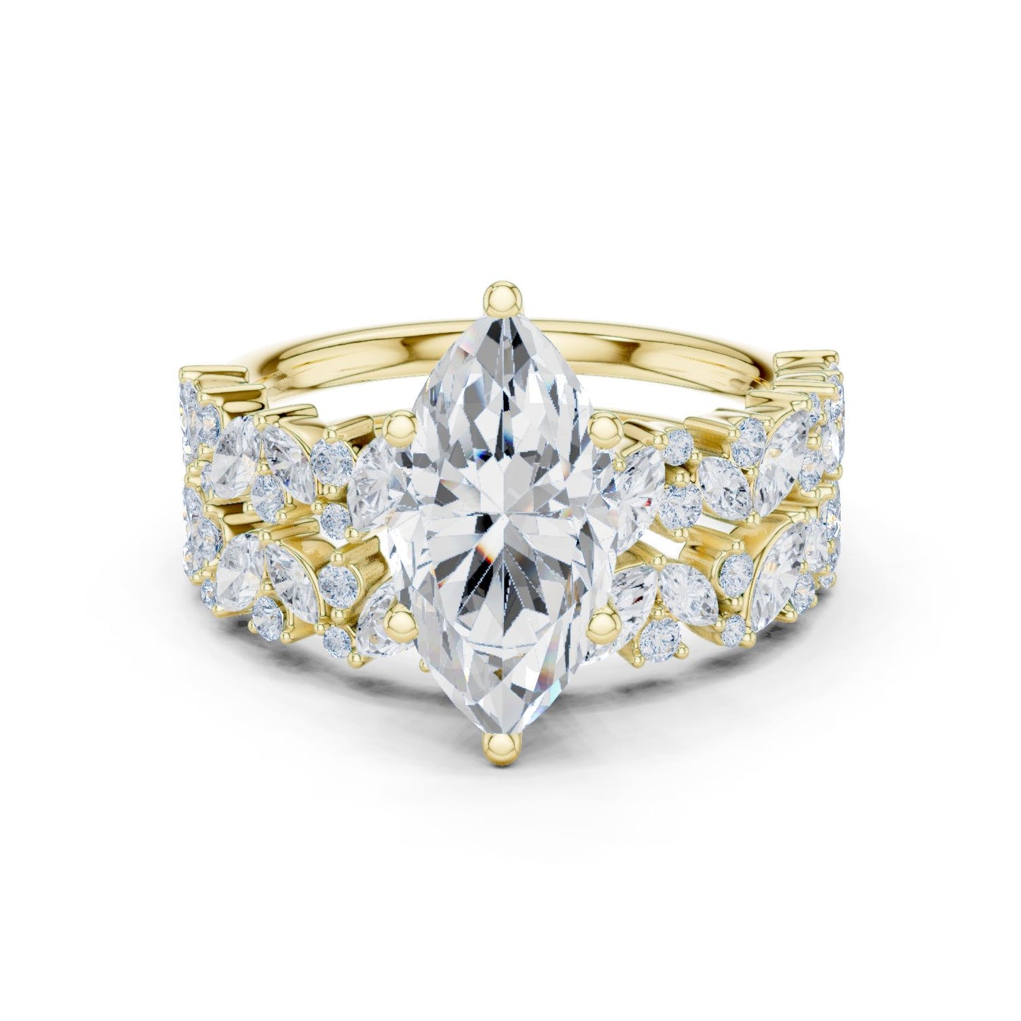 Marquise Lab Grown Diamond Side-Stone Engagement Ring