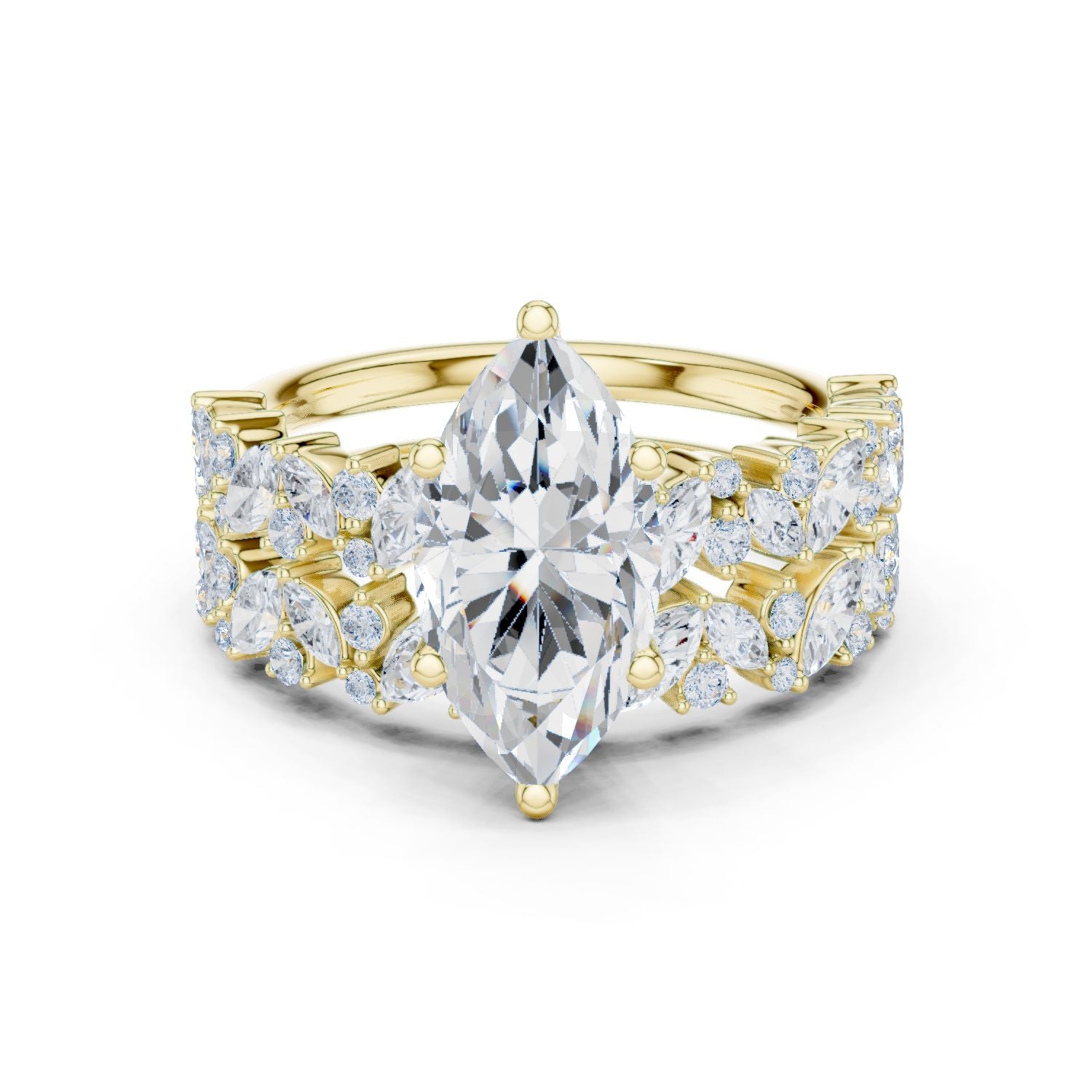Marquise Lab Grown Diamond Side-Stone Engagement Ring