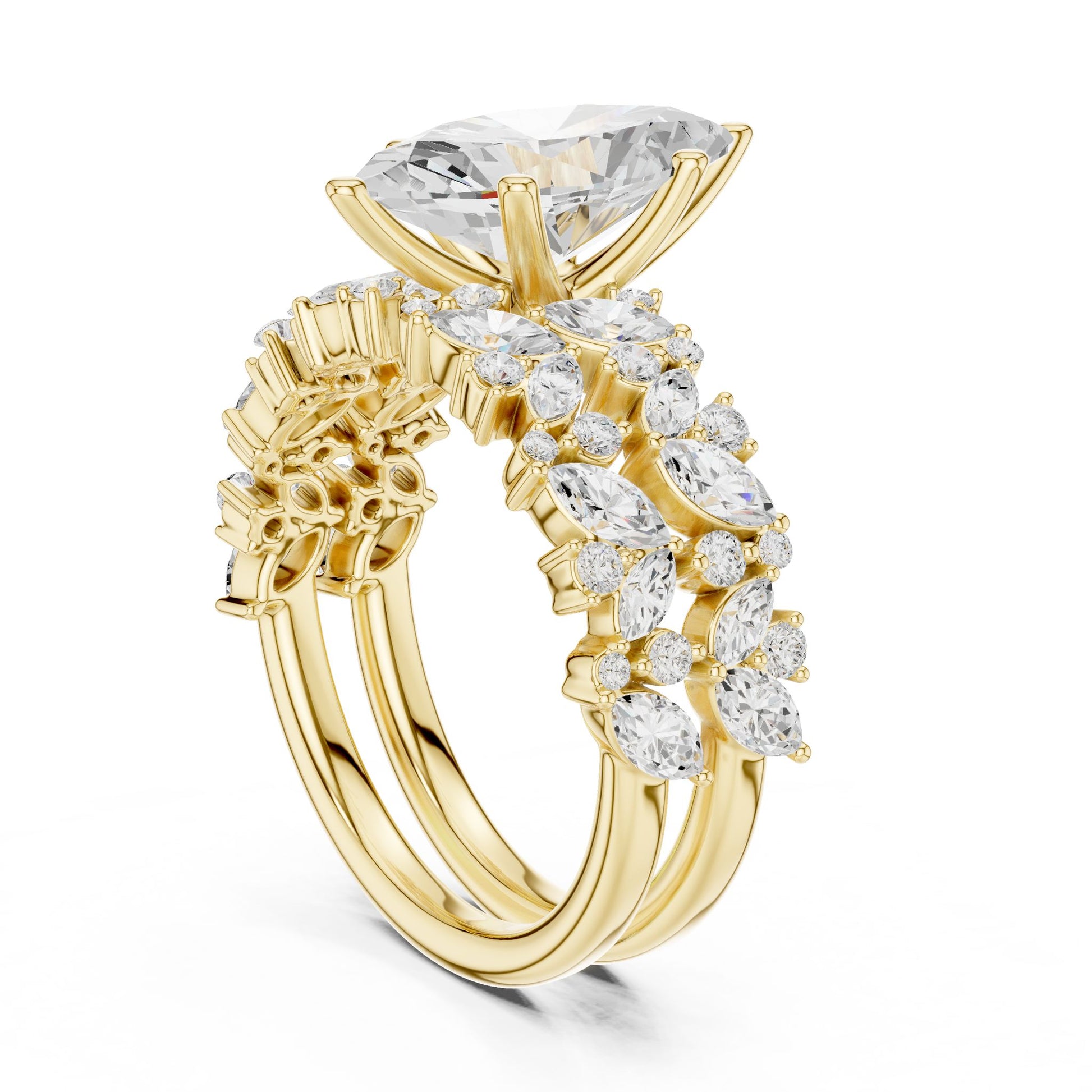 Marquise Lab Grown Diamond Side-Stone Engagement Ring