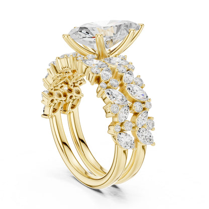 Marquise Lab Grown Diamond Side-Stone Engagement Ring