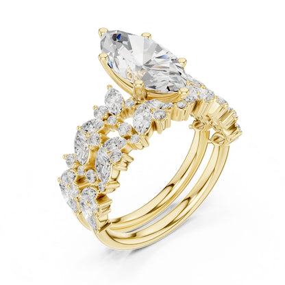 Marquise Lab Grown Diamond Side-Stone Engagement Ring