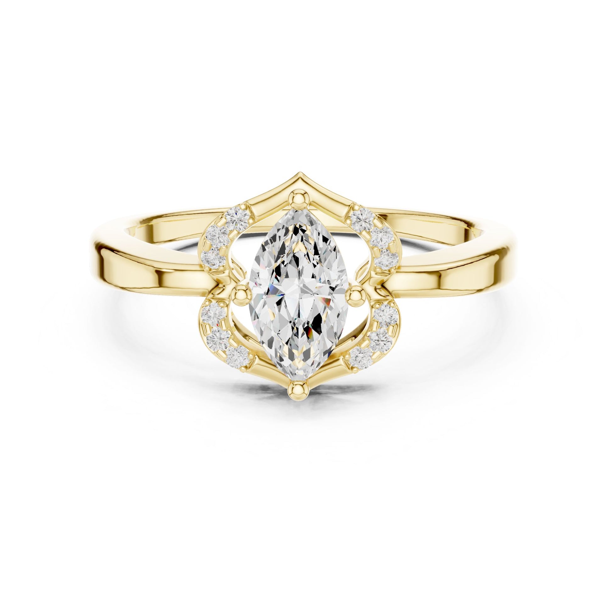 Marquise Lab Grown Diamond Side-Stone Engagement Ring