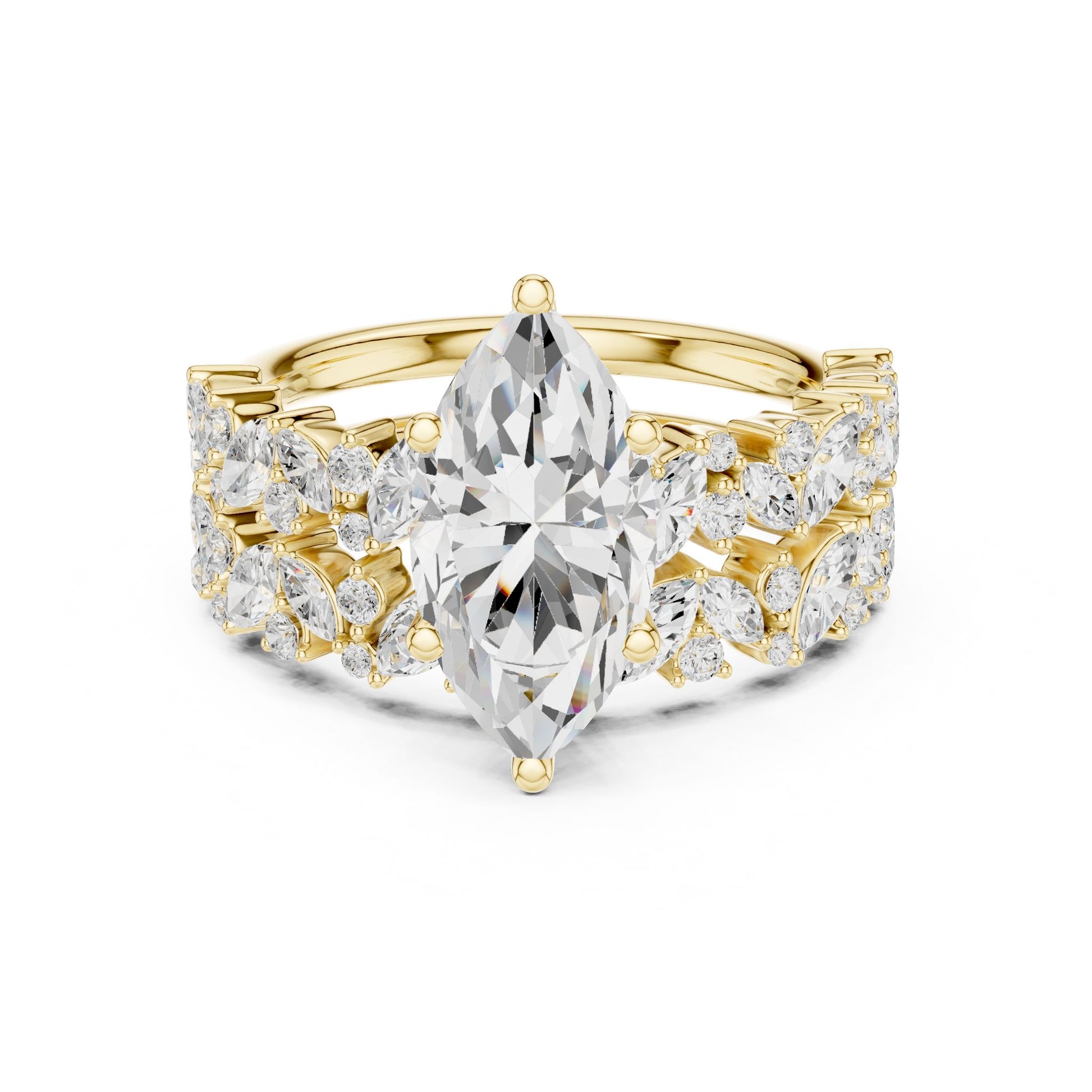 Marquise Lab Grown Diamond Side-Stone Engagement Ring