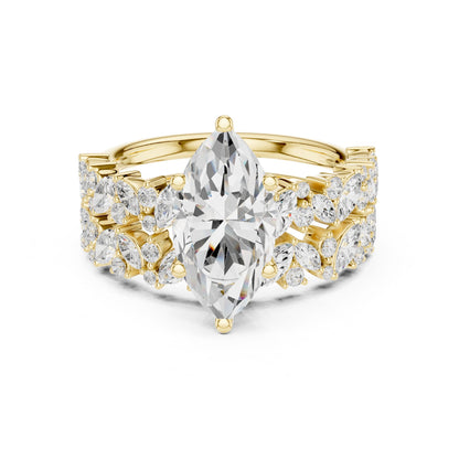 Marquise Lab Grown Diamond Side-Stone Engagement Ring