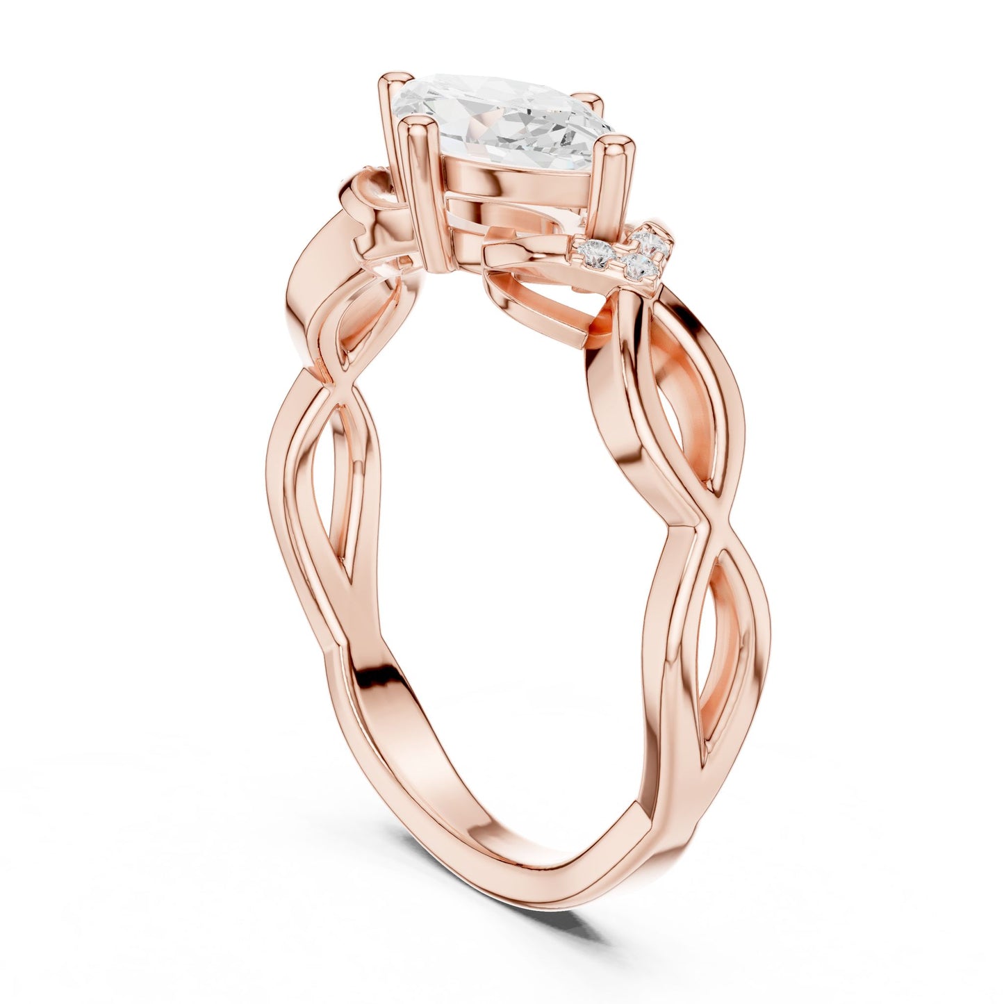Marquise Lab Grown Diamond Side-Stone Engagement Ring