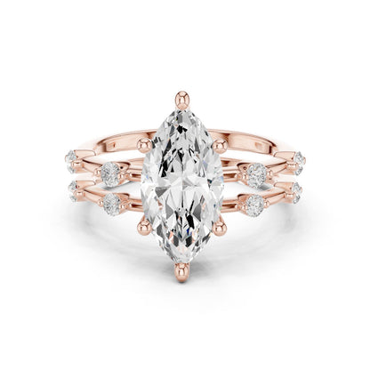 Marquise Lab Grown Diamond Side-Stone Engagement Ring