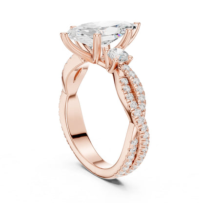 Marquise Lab Grown Diamond Side-Stone Engagement Ring