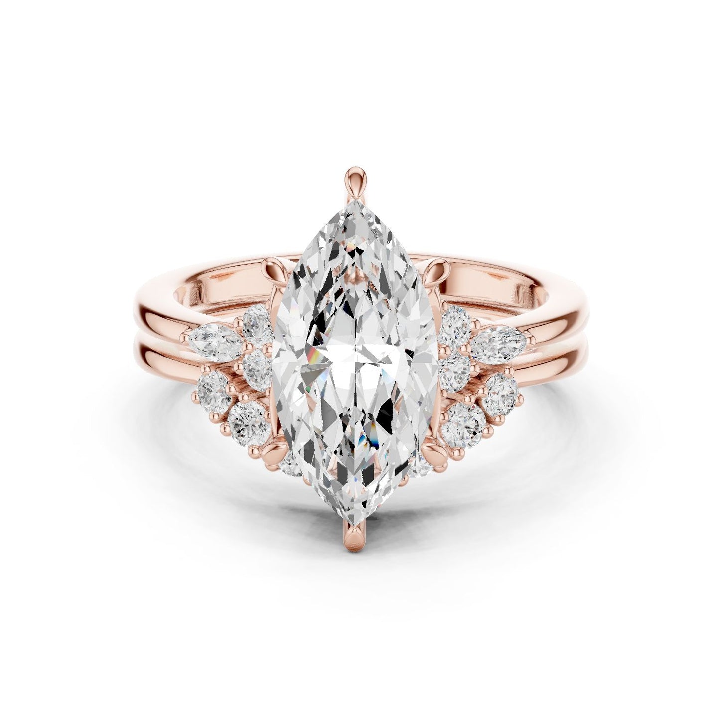 Marquise Lab Grown Diamond Side-Stone Engagement Ring