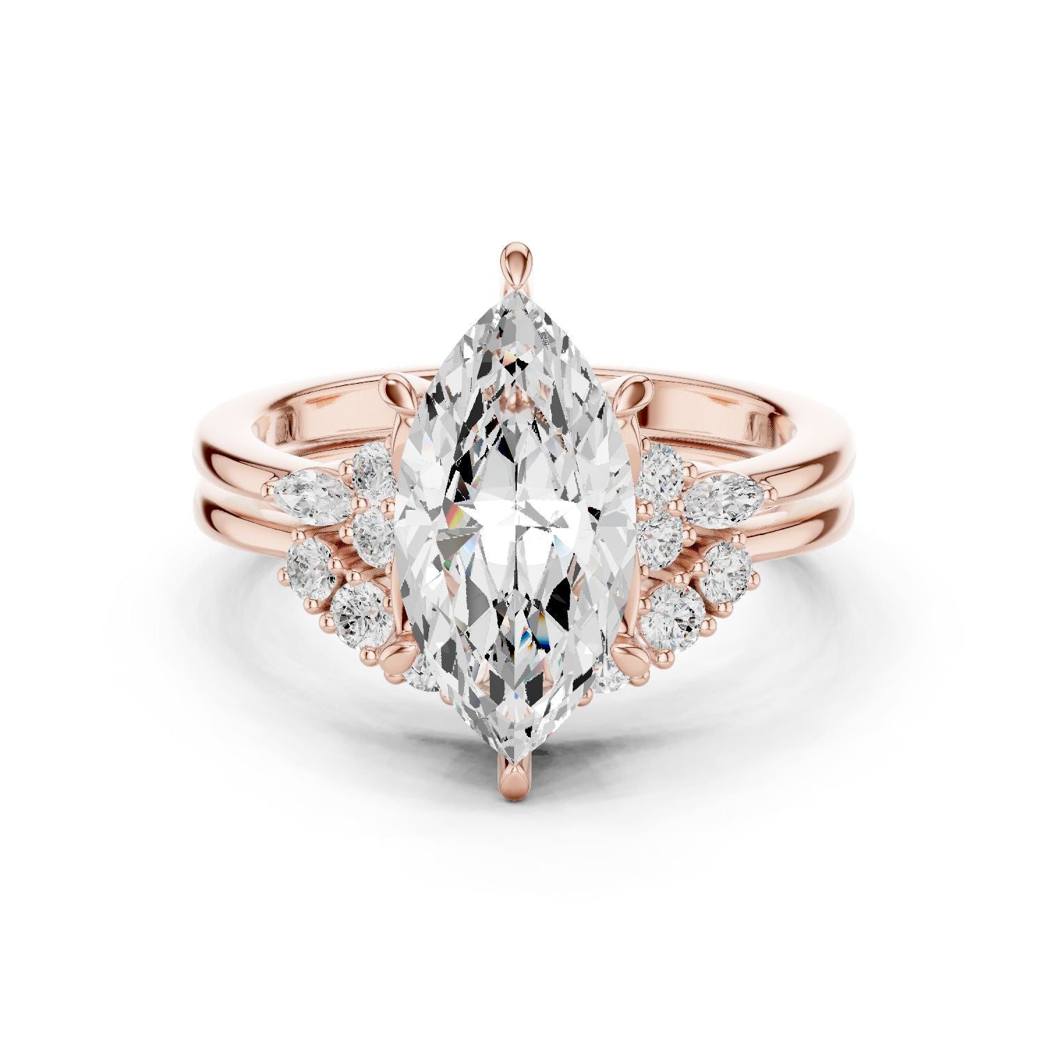 Marquise Lab Grown Diamond Side-Stone Engagement Ring