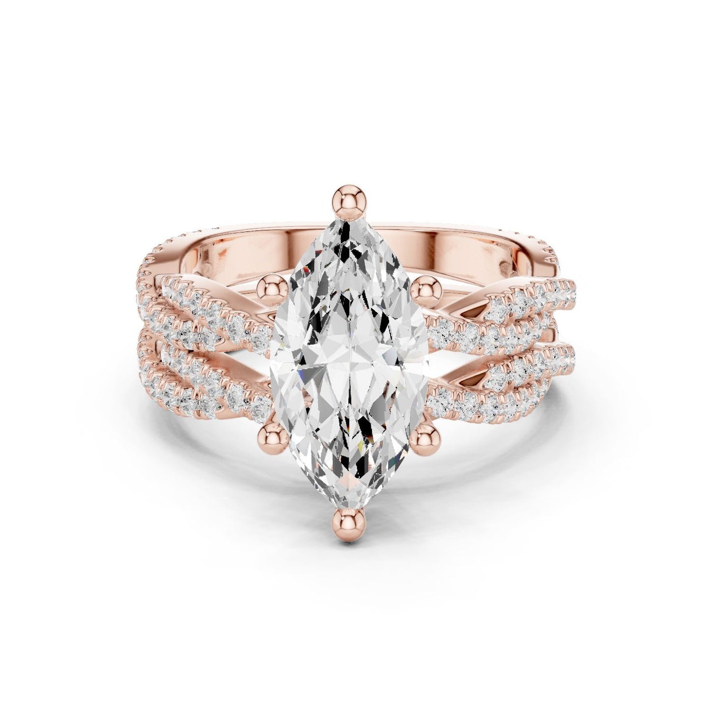 Marquise Lab Grown Diamond Side-Stone Engagement Ring