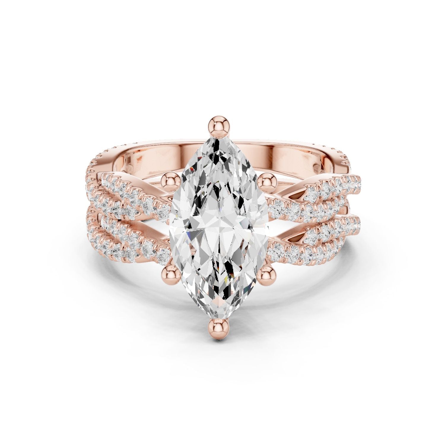 Marquise Lab Grown Diamond Side-Stone Engagement Ring