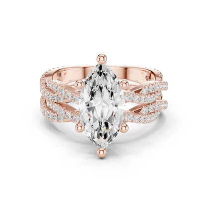 Marquise Lab Grown Diamond Side-Stone Engagement Ring