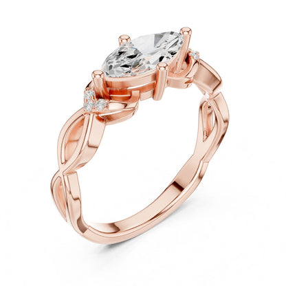 Marquise Lab Grown Diamond Side-Stone Engagement Ring