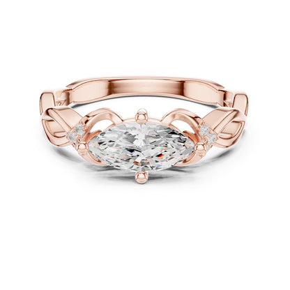 Marquise Lab Grown Diamond Side-Stone Engagement Ring