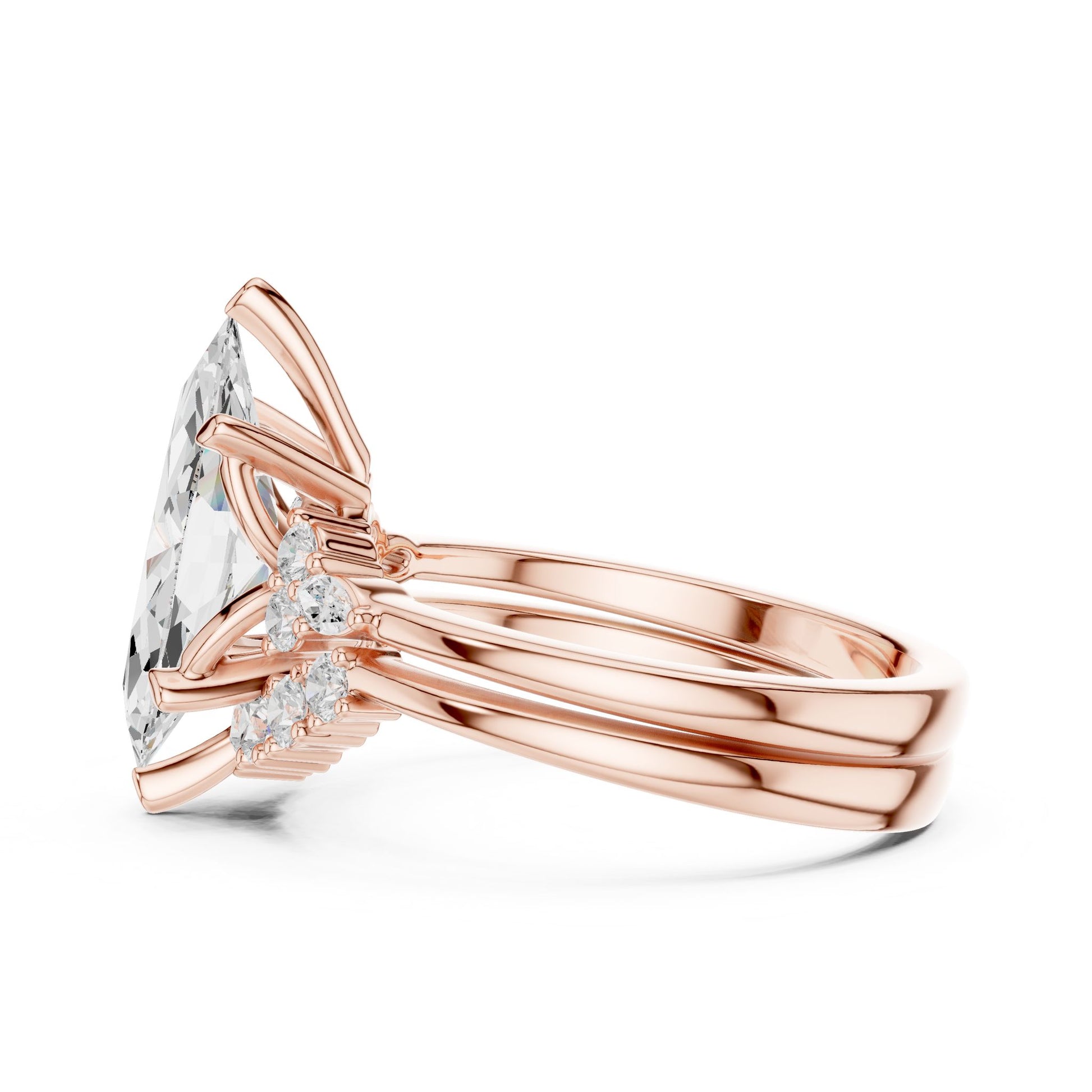 Marquise Lab Grown Diamond Side-Stone Engagement Ring