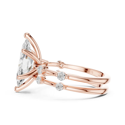 Marquise Lab Grown Diamond Side-Stone Engagement Ring
